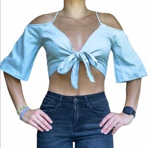 TIE DENIM CROP TOP